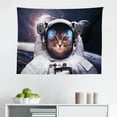 thumbnail image 1 of Space Cat Tapestry, Astronaut Cosmonaut Suit Kitty with Planet Earth Backdrop in Galaxy, Fabric Wall Hanging Decor for Bedroom Living Room Dorm, 2 Sizes, White Green Dark Blue, by Ambesonne, 1 of 1