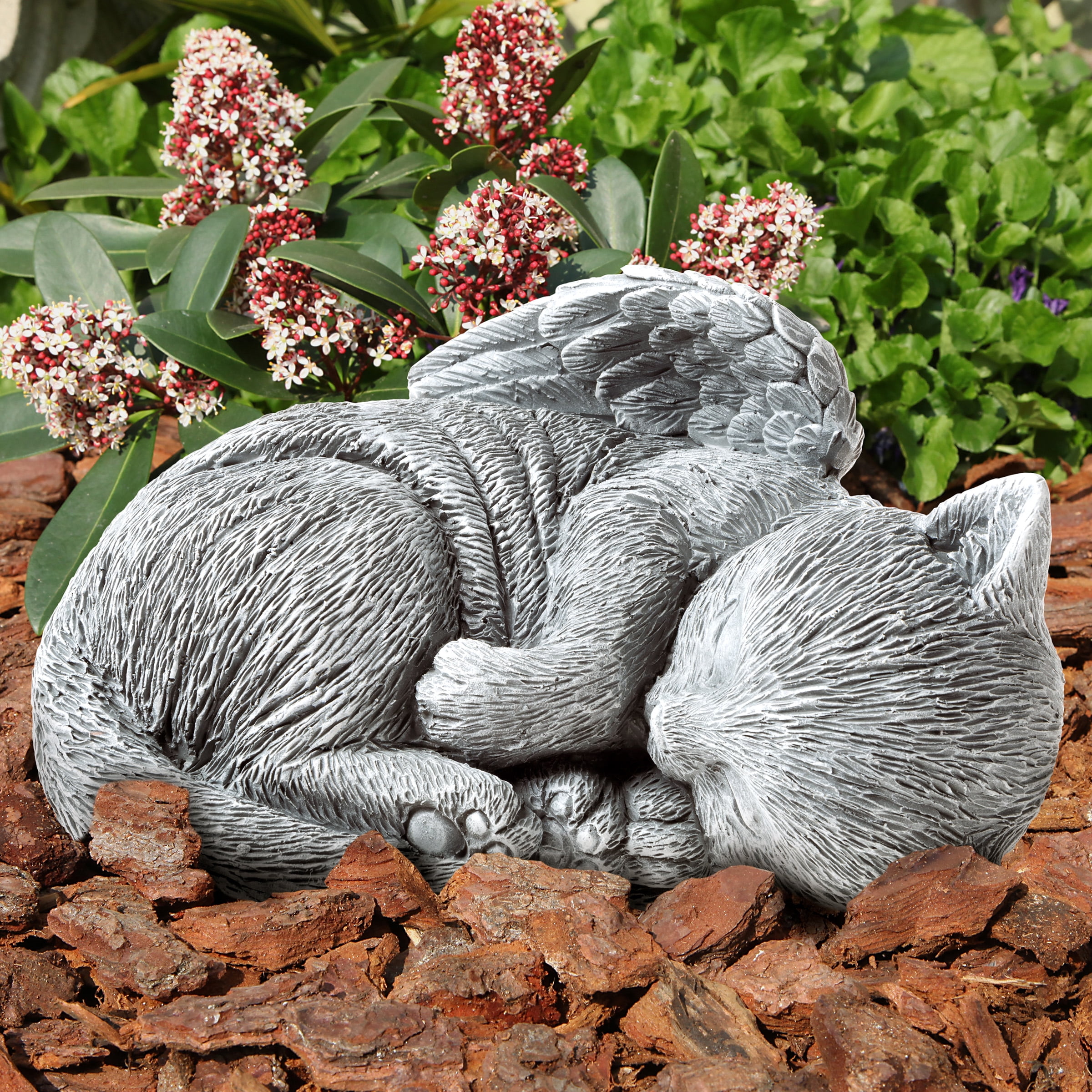 Cat angel statue Stone sleeping cat figurine Pet memorial headstone ...