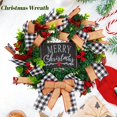 thumbnail image 2 of Corona de Navidad, lazo de tela escocesa artificial conos de pino festivo guirnalda colgante para decoración de puerta delantera y decoración de fiesta de Navidad (tarjeta de Navidad) BANYUO Electrónica, 2 of 3