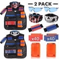 thumbnail image 1 of 2-pack Tactical Vest for Kids, Refill Darts, Tactical Mask, Protective Glasses, Reload Clips, Wristband for Nerf Nerf Accessories Toy Set, 1 of 5