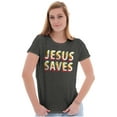 thumbnail image 4 of Religious Christian Jesus Saves Womens Slim Fit Graphic Tee Brisco Brands S, 4 of 5