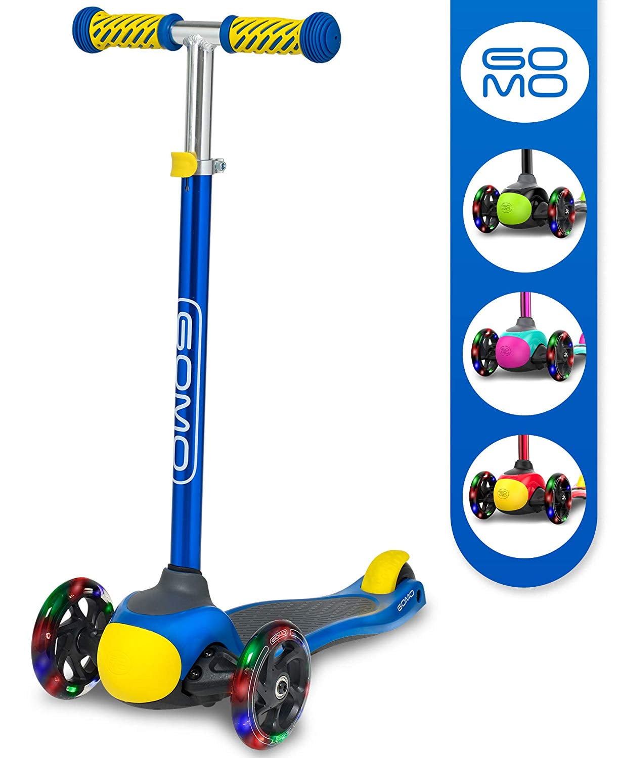 GOMO Kids 3 Wheel Scooter 25 Years Old Adjustable Height Kick Scooter 3 Wheel Toddler Scooters
