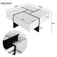 thumbnail image 2 of White Extendable Coffee Table, Square Modern Design with 4 Hidden Compartments, Sliding Puzzle Top for Living Room, UV Gloss Finish, 2 of 17