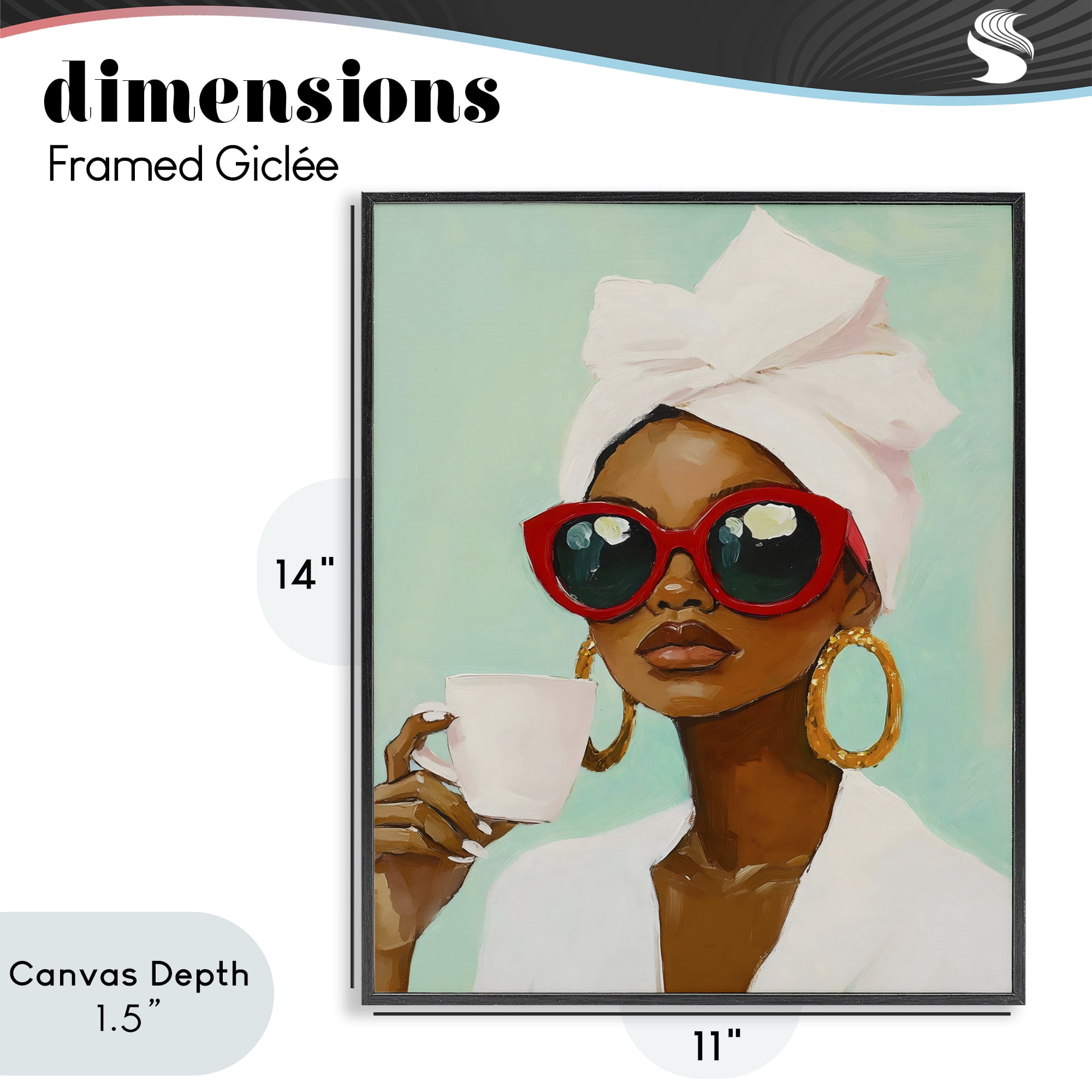 Stupell Industries Coffee Lover in Red Sunglasses Black Framed Giclee Art, design by The Prints Vibe