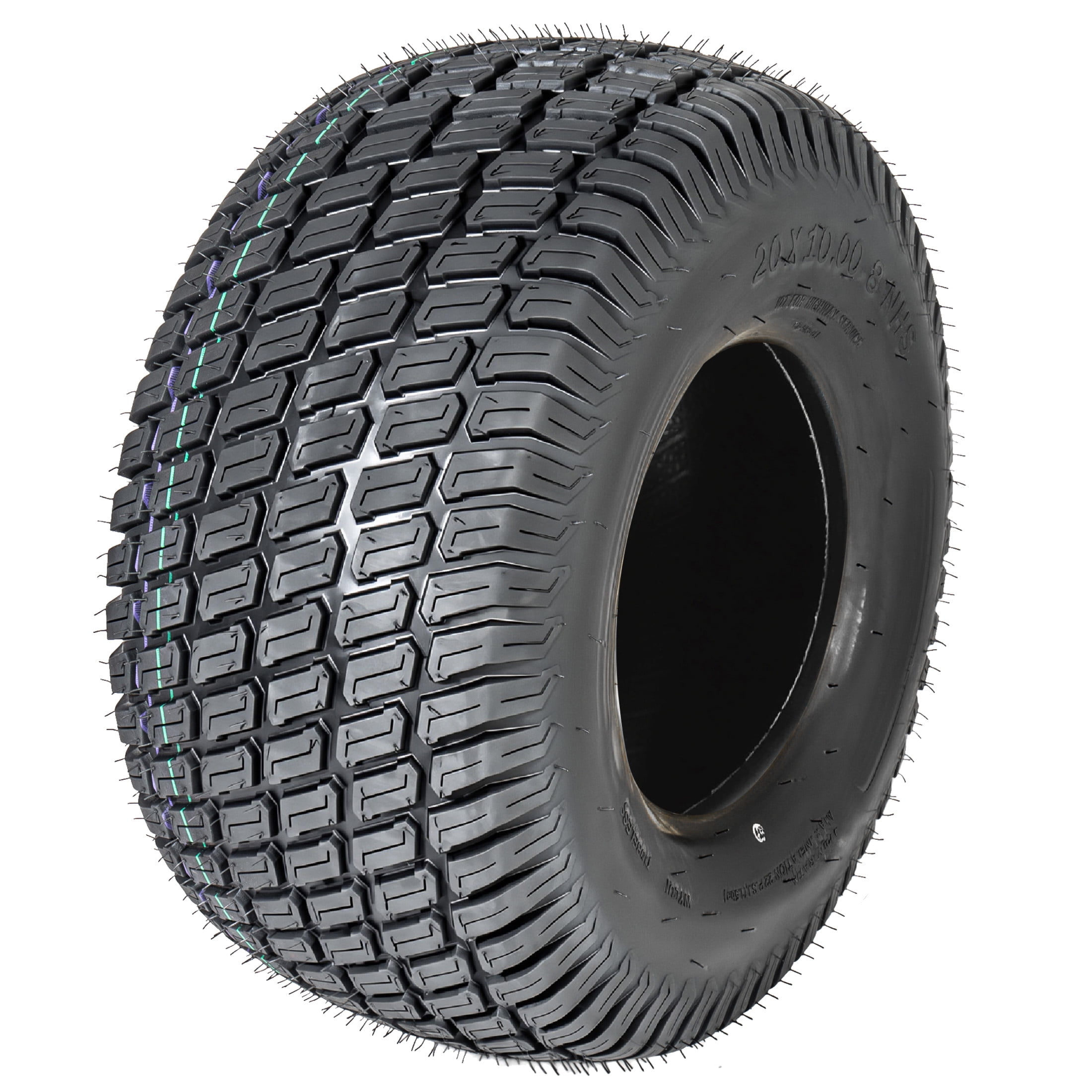 Noble House 20" x 10" 4-Ply Tubeless Turf Tread Lawn Mower Tires, Heavy Duty for Large Garden Tractors, Black, Set of 2