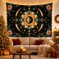 thumbnail image 3 of Ornate Sun Face with Crescent Moon Against a Starry Night, Mystical Boho for Celestial Art Lovers, Bohemian Wall Decor Housewarming Gift, Tapestry Wall Hanging for Bedroom and Living Room, 3 of 7