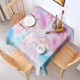 thumbnail image 2 of 52x52in(132x132cm) Square Tablecloth, Waterproof Polyester Table Cover, Wrinkle Resistant & Washable Fabric for Dining, Kitchen, Picnic, Turquoise Marble Pattern, 2 of 6