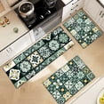 thumbnail image 5 of 1/2/3pcs The Pattern Is Green Flannel Soft Kitchen Floor Mat, Kitchen Rug Set, Washable Home Kitchen Door Mat, Bathroom Door Mat, Bathroom Floor Mat, Bathroom Absorbent Floor Mat, 5 of 16