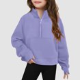 thumbnail image 2 of GXWEA Grey Zip Up Hoodie Kids Sweatshirts Girls' Sweatshirts Zipper Pullover Crop Tops For Teen Girls Long Sleeve Purple 150/11-12years, 2 of 4