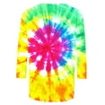 thumbnail image 5 of CYMMPU Spring Tops Round Neck Tie Dye Tunic Tops Fall Trendy Shirts Loose Fit Blouses for Women Dressy Casual 3/4 Sleeve Ombre T-Shirts Multicolor M, 5 of 5