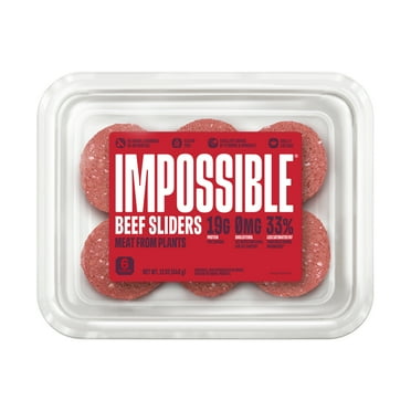 Impossible Foods Beef Slider Patties Meat from Plants, 6 Patties, 12 oz (Refrigerated)