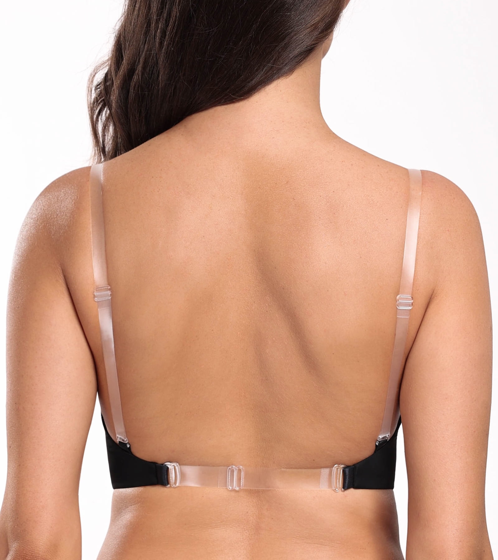 Exerin Women's Plunge Backless Bra Underwire Push Up Padded Multiway Low Back Bras(32B,Black)