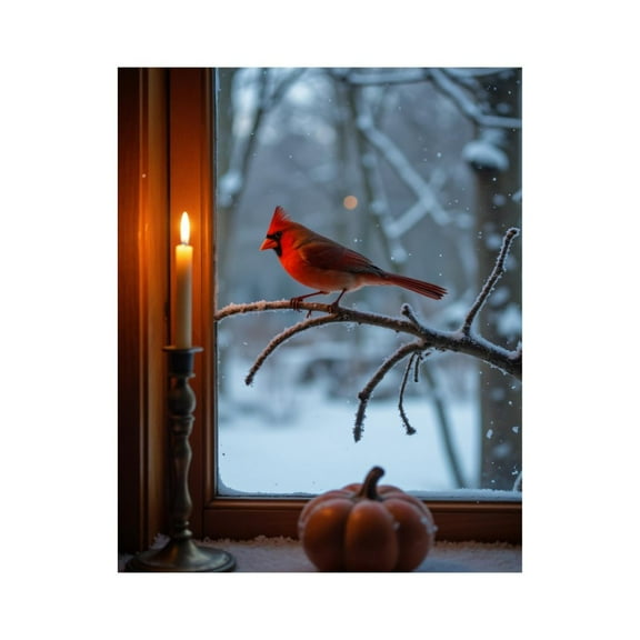 Paint by Numbers Kit for Adults, Winter Cardinal Candle Window Scene Paint by Numbers, Easy Paint by Numbers Kit for Adults Beginner, DIY Adult Paint by Number Kits on Canvas, Home Decor