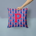 thumbnail image 2 of Letter P Football Harvard Crimson and Yale Blue Fabric Decorative Pillow, 2 of 4