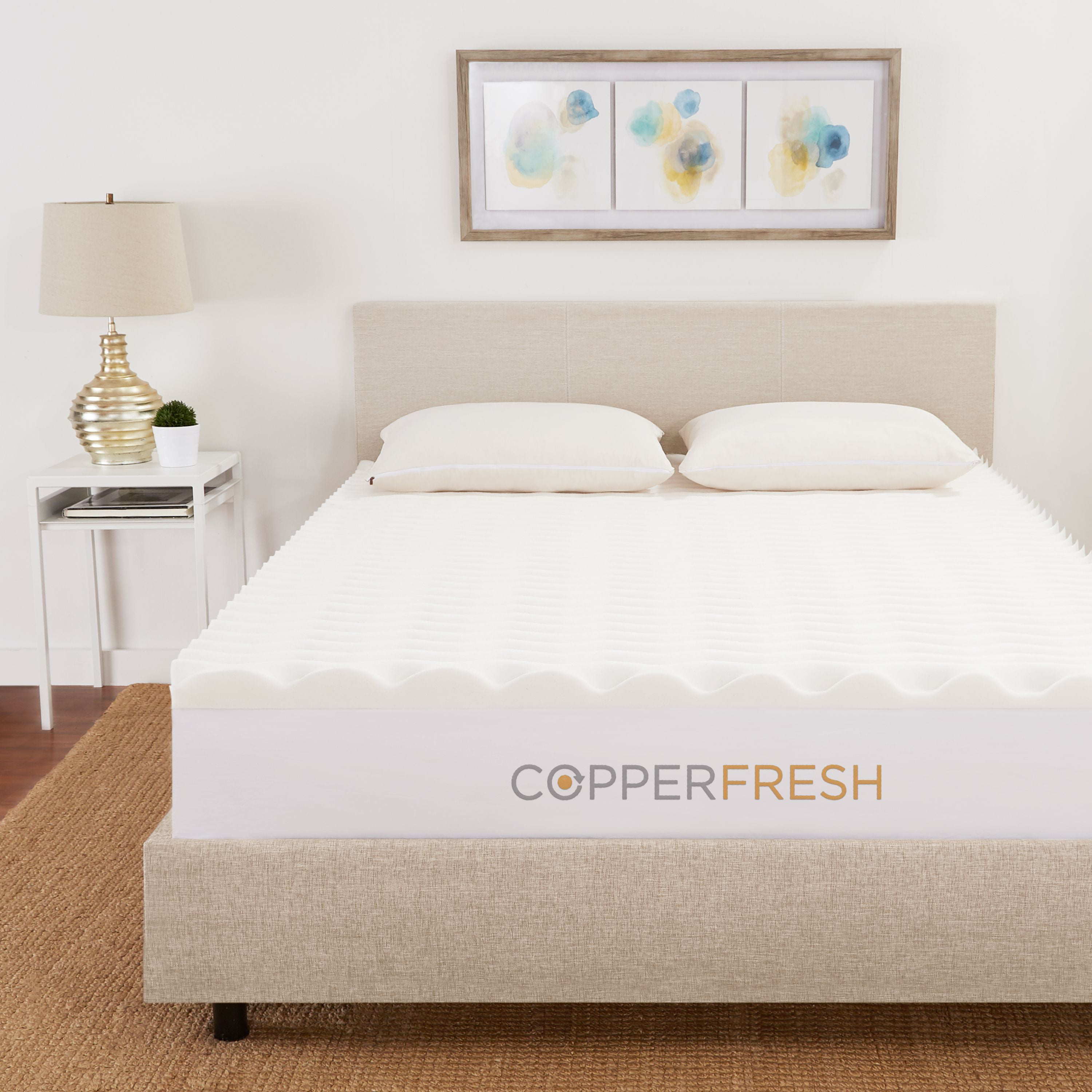 Details about  / 3 Inch Egg Crate Copper Infused Memory Foam Mattress Topper Antimicrobial Fresh