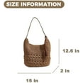 thumbnail image 6 of Women's Straw Woven Tote Bags Boho Handmade Crochet Wicker Hobo Shoulder Purse Summer Beach Travel Vacation Handbags, 6 of 8