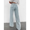 thumbnail image 2 of Vaqueros de pierna ancha for mujer, pantalones vaqueros holgados de cintura alta con botones, pantalones vaqueros informales de otoño Y2K con bolsillos, 2 of 5