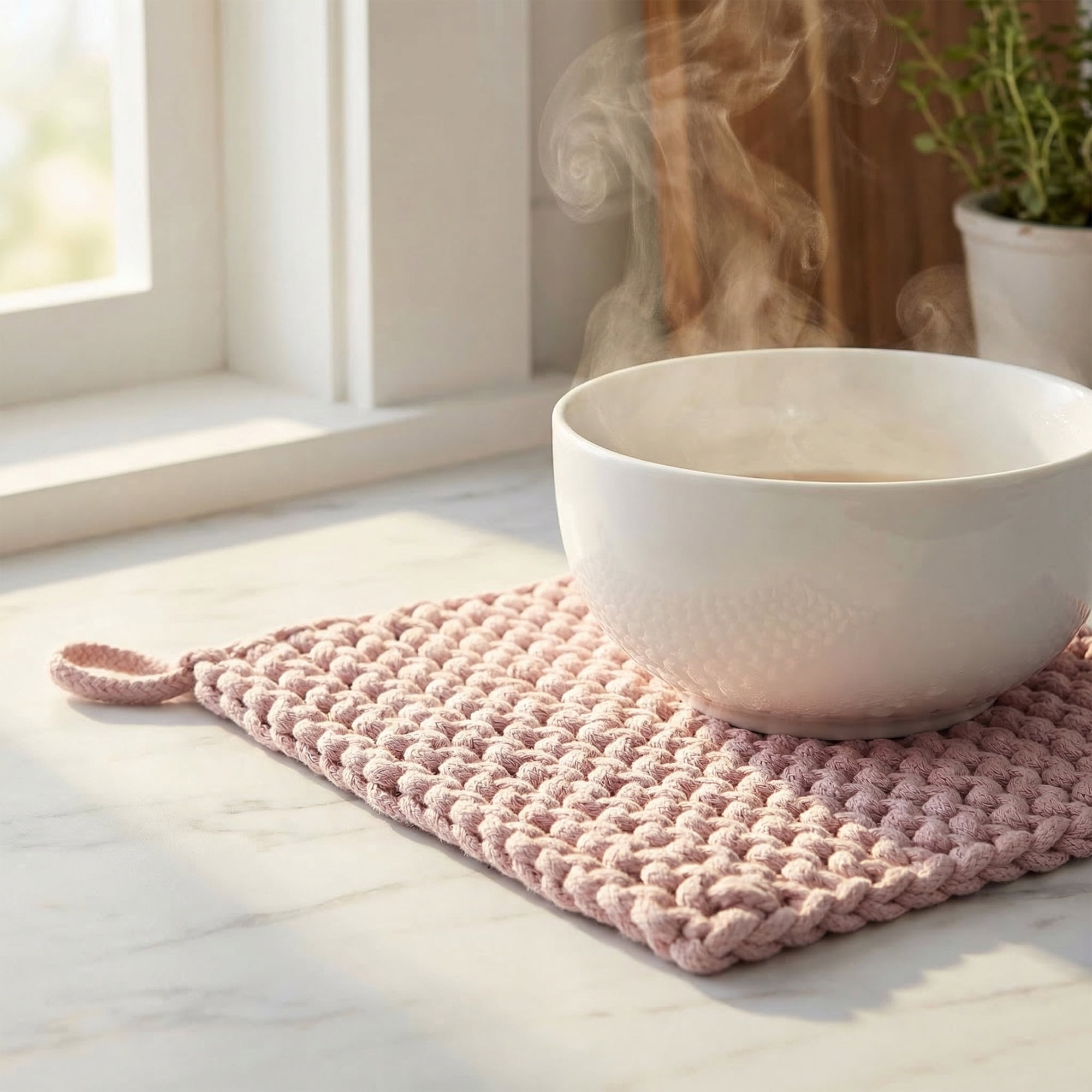 Unique Bargains Pot Holders Heat Resistant Non Slip Hot Pads Cherry Pink 7.5*7.5in