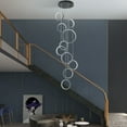 thumbnail image 5 of 10 Rings Dimmable Black Pendant Light Height Adjustable Modern Lamp with Remote Control, 5 of 17