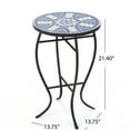 thumbnail image 6 of JERFIT Outdoor End Table with Mosaic Tile Top, Blue and White Ceramic Side Table with Iron Legs for Patio, Garden, Poolside, 6 of 10