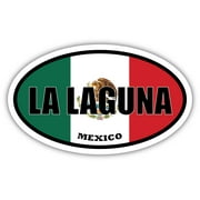 La Laguna Mexico Flag Oval Decal Vinyl Bumper Sticker 3x5 inches