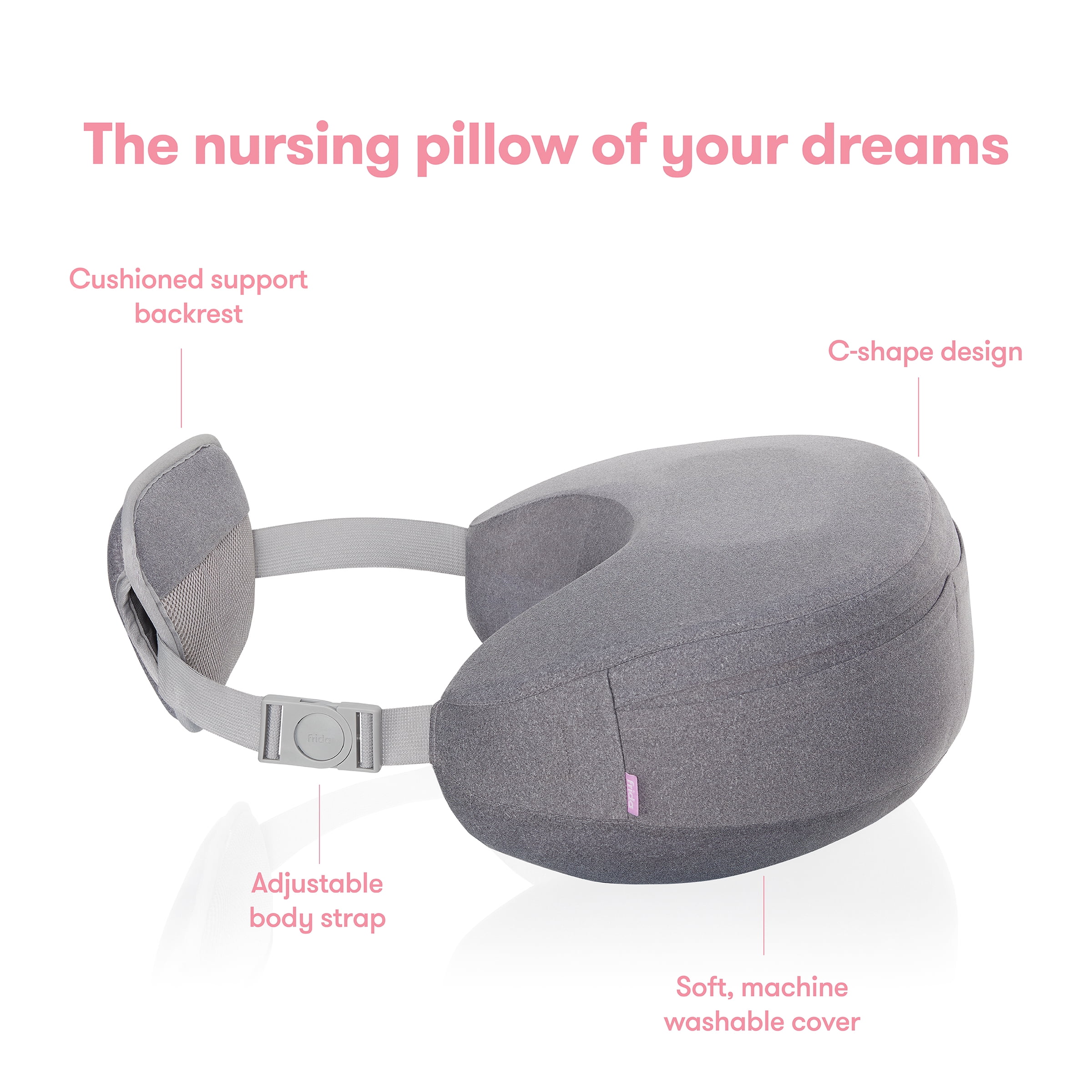 Frida Mom Adjustable Nursing Pillow for Breastfeeding and Postpartum Care, Gray