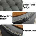 thumbnail image 5 of 24'' Round Ottoman with Storage, Modern Tufted Fabric Storage Ottoman with Removable Top for Living Room, Bedroom, Drak Gray, 5 of 8