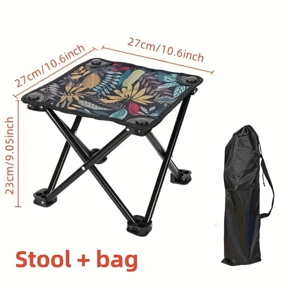 Portable Folding Chair with Metal Frame Lightweight Outdoor Chair Suitable with Carry Bag & Side Pocket Open Back Design