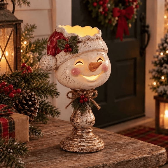 Christmas Heirloom Glow Candle Holder Collection, Rustic Festive Centerpiece, Warm Accent for Fireplace Christmas Home Display