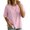 Pink, variant on TGSLY Asymmetrical Button Placket Tops for Women Lightweight Thin Crew Neck Solid Color Blouses Loose Fit Dressy Casual Half Sleeve Shirts L