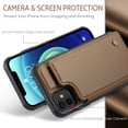 thumbnail image 2 of for iPhone 12/12 Pro Premium PU Leather Back Case, Multiple Card Slots Design, Double Magnetic Clasp Study Kickstand RFID Blocking Classic Phone Cover for iPhone 12/12 Pro, Brown, 2 of 9