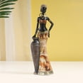 thumbnail image 5 of African Lady Resins Sculpture Ethnic Tribal Woman Statues Exotic Figurine Tabletop Decors for Home Office Living Room, 5 of 9
