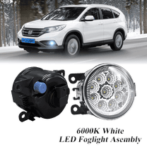 Pair Round LED Fog Lights for Honda CR-V 2012-2014, 55W White Clear Off-Road Lamps Black Front Bumper LED Fog Lights Assembly