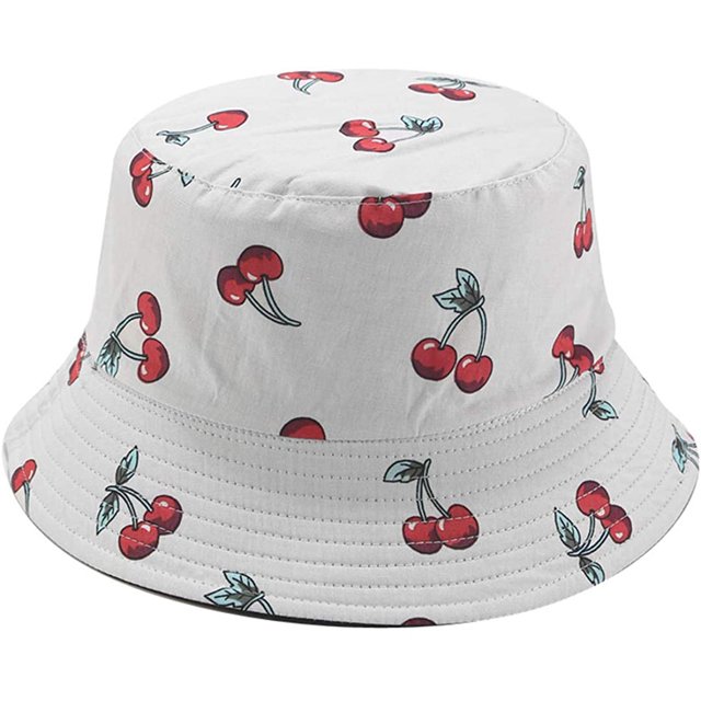Fruit Print Bucket Hat Banana Pattern Fisherman Hats Summer Reversible Packable Cap