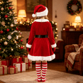 thumbnail image 6 of Christmas Costumes， Velvet Dress， Red Christmas Dress Set for Holiday Party and Gift Giving Christmas Costumes Elf Outfits Christmas Dress Up Festive Role Play Cosplay Clothes Seasonal Celebrations, 6 of 9