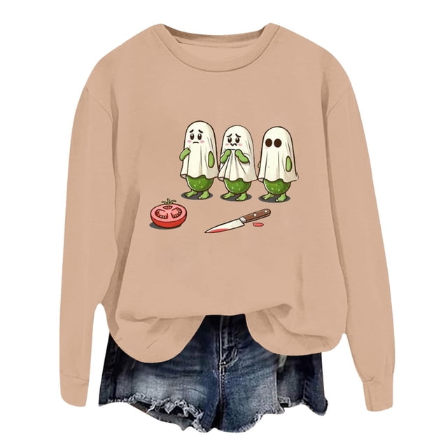 Chandail à Capuche pour Femmes Imprimé Lettre Col Rond Haut Doux Confortable Décontracté Manches Longues pour Automne Hiver Mode