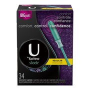 U by Kotex Sleek Tampons, Regular Absorbency, Unscented (Choose Your Count)