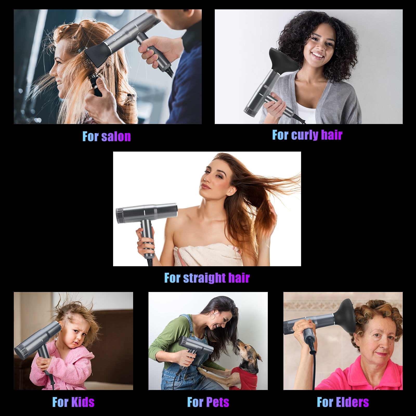 Blow Dryer with Diffuser, IG INGLAM Professional Hair Dryer 110,000RPM Brushless Motor High Speed Low Noise Constant Temperature Auto-Clean, Powerful Ionic Hair Dryer for Salon Travel Gift