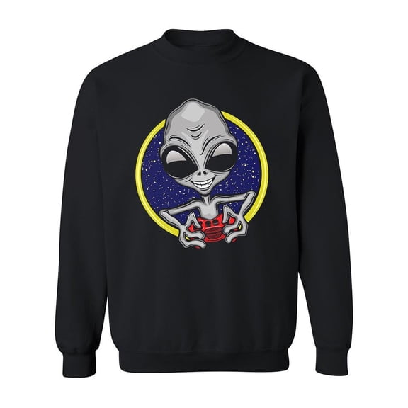 Cool Gamer Alien Design Sweatshirt Men -Image by Shutterstock, Male Medium