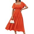 thumbnail image 1 of Vestido GRACE KARIN de verano con cuello cuadrado y manga corta para mujer, 1 of 8