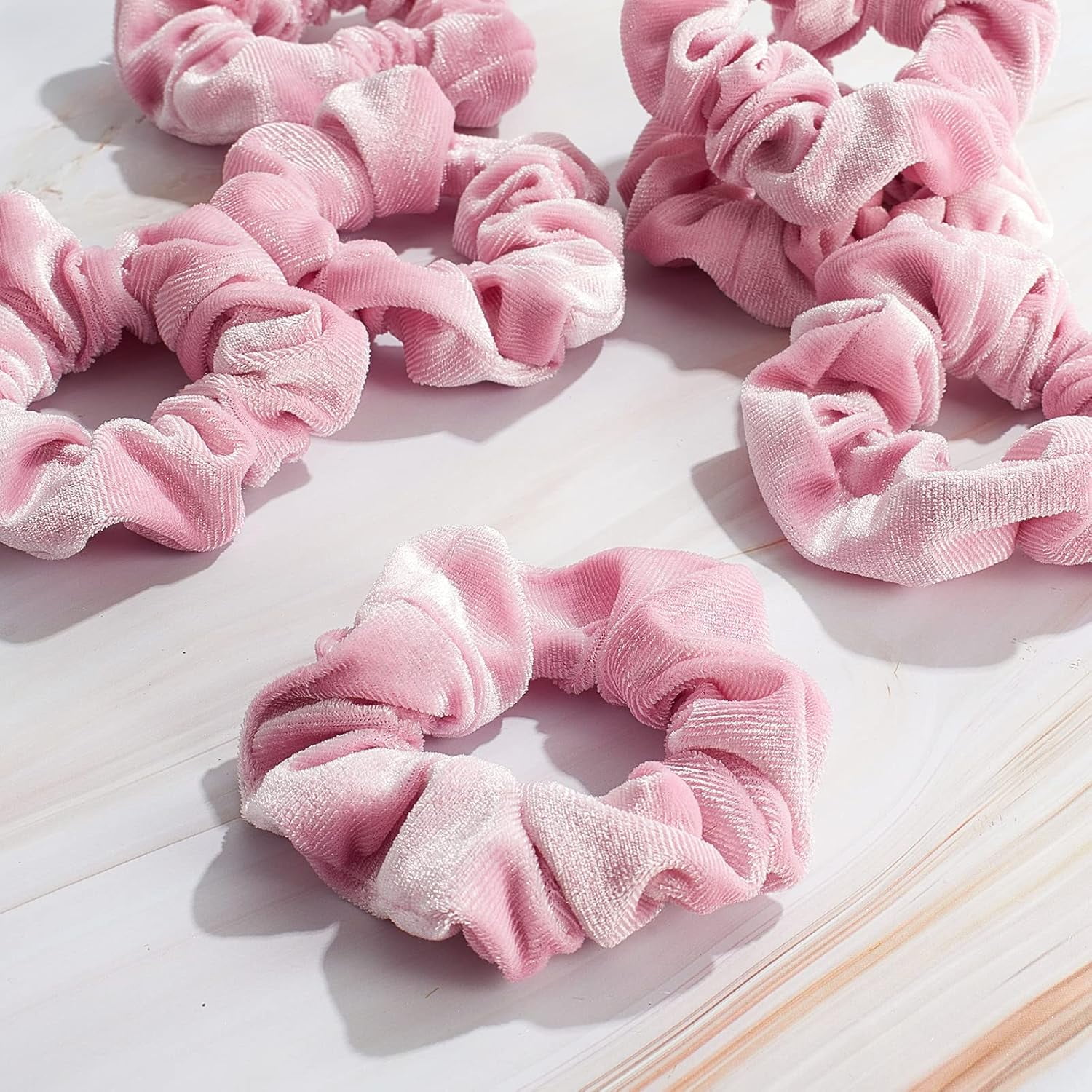 100 Pcs Pink Velvet Scrunchies Bulk Soft Hair Scrunchy Cute Hair Ties Scrunchies Solid Color Elastic Bands for Women Girl Party Favors (Pink)