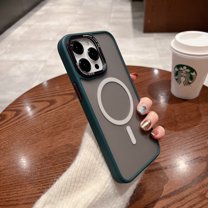 ELEHOLD for iPhone 12 / iPhone 12 6.1 inch Case, Slim Translucent Matte Back Magnetic Wireless Charging Compatible with MagSafe Drop Protection Shockproof Frosted Case for iPhone 12 Pro/12,Darkgreen