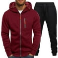 thumbnail image 1 of Men's Suit Set for Autumn and Winter Hooded Two-Piece Jacket with Pocket Trousers for Modern Style, 1 of 5