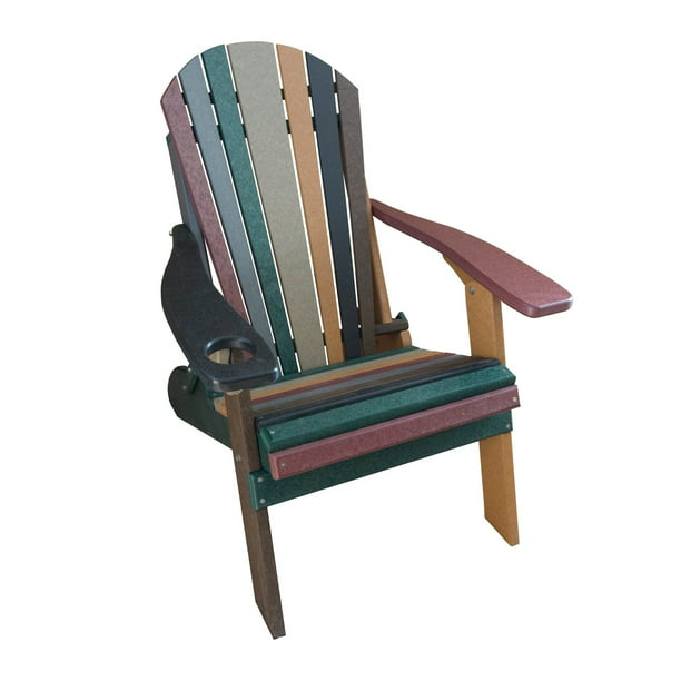Striped Earth Tone Folding Poly Fanback Adirondack Chair