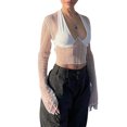 thumbnail image 1 of Camiseta de mujer VISgogo, camisetas de manga larga transparentes de retazos ajustadas para mujer para fiesta de Club VISgogo moda, 1 of 9