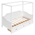 thumbnail image 6 of DreamBuck Twin Size Daybed, Wooden Canopy Daybed with 3 in 1 Storage Drawers, Wooden Platform Bed Canopy Bed for Kids Teens Adults, No Box Spring Needed, White, 6 of 7