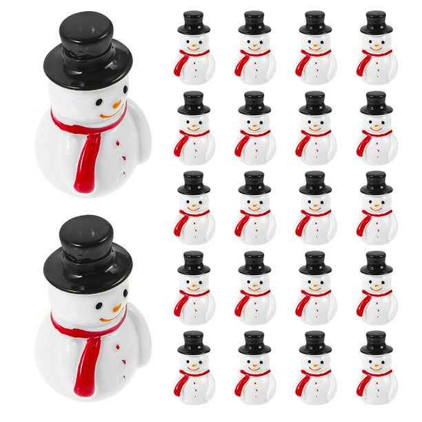 40 piezas mini figuras de muñeco de nieve muñeco de nieve en miniatura de Navidad con sombrero muñeco de nieve de resina microadornos de paisaje decoración de casa de muñecas de jardín de hadas