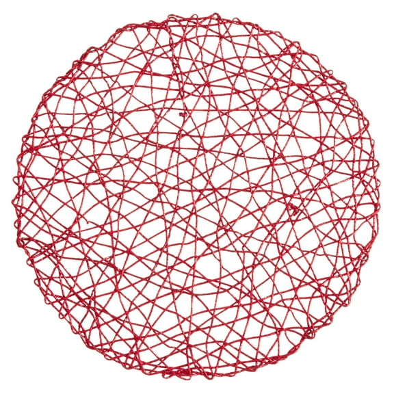 Saro Lifestyle Round Placemats With Wire Nest Design (Set of 4) Red