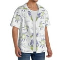 thumbnail image 4 of Xecao offers the Lavender Flowers for Men's Casual Short-sleeved Shirt, a button-up collared shirt with a pocket, perfect for beach vacations and yacht travel in the Large size., 4 of 7