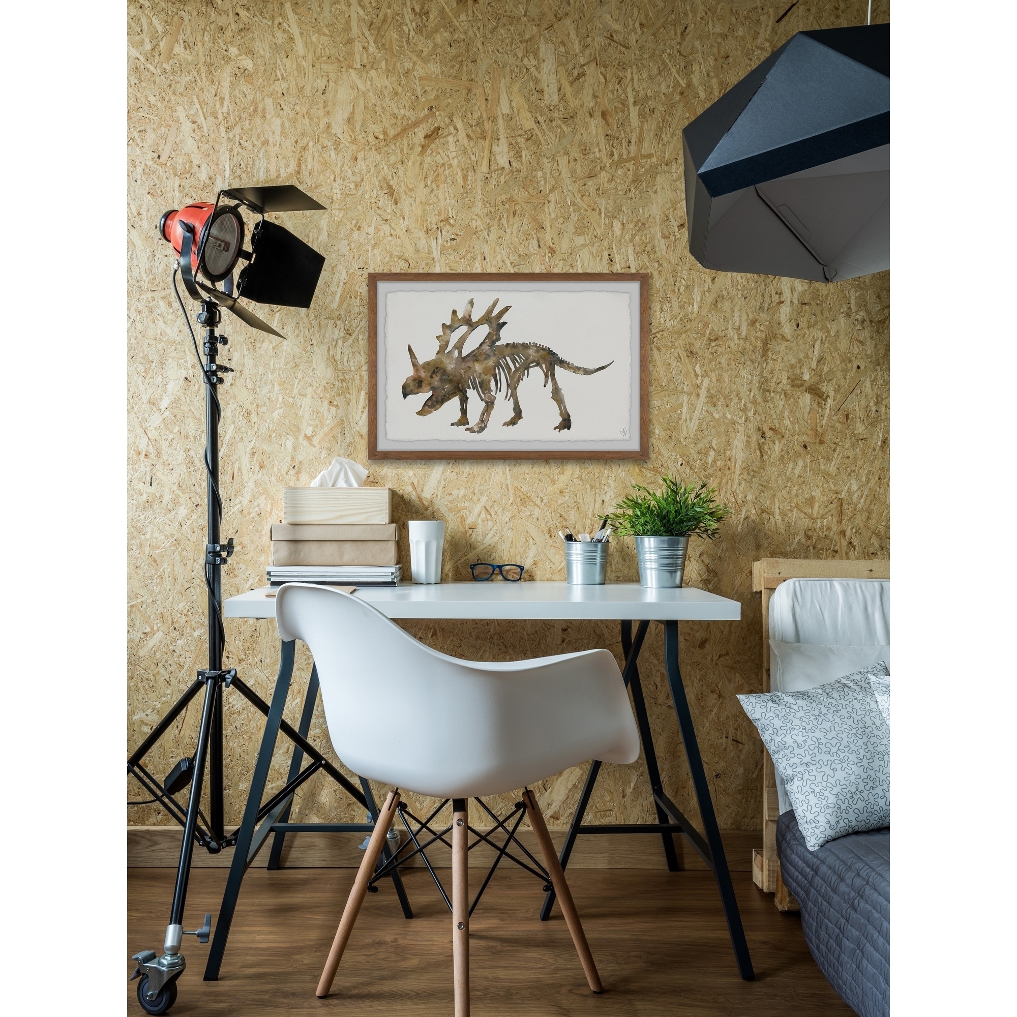 Marmont Hill Styracosaurus Skeleton Framed Wall Art, 36.00" x 1.50"